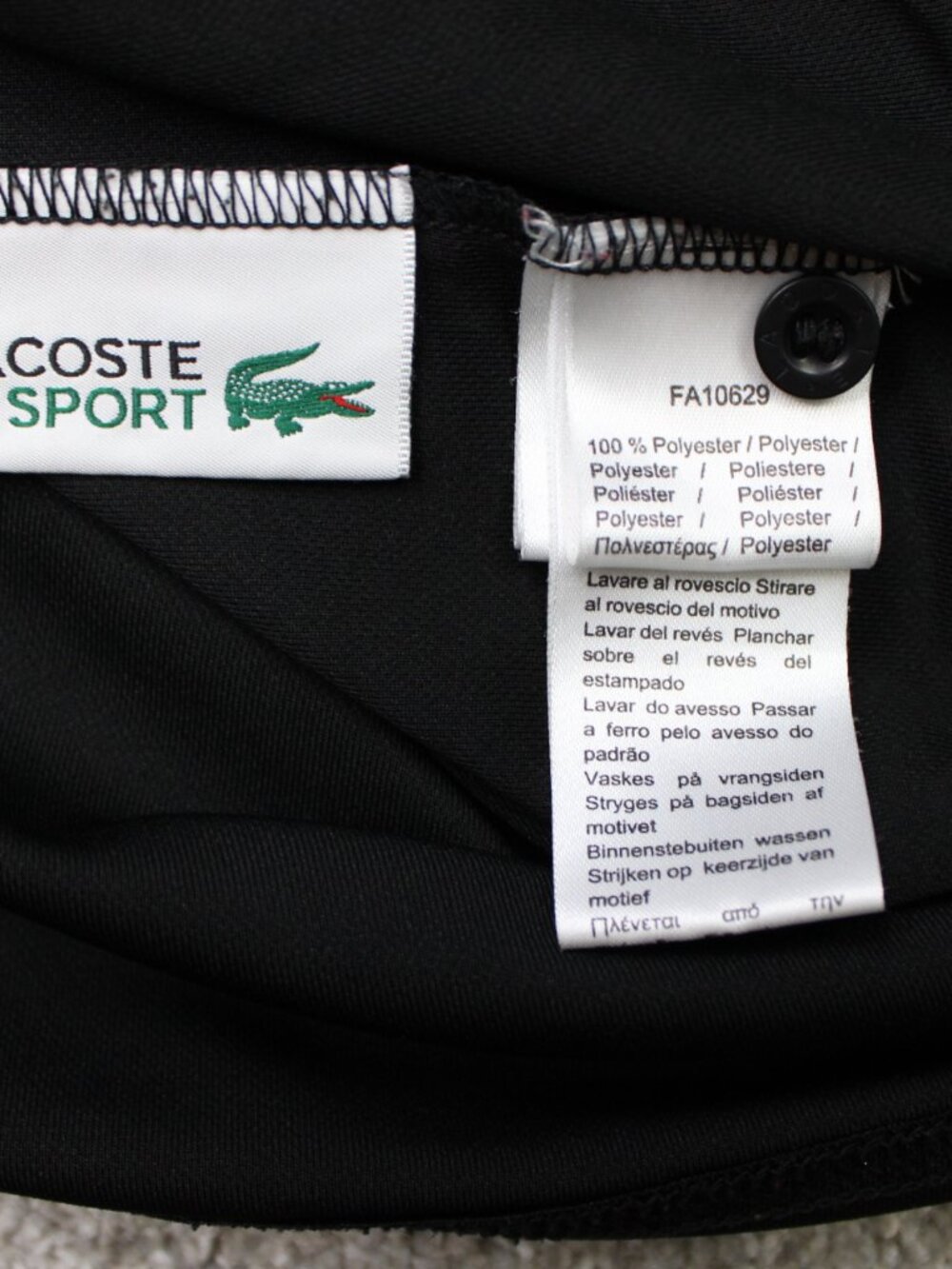 Lacoste Sport Polo Shirt Mens 3XL XXXL Black Pique Ultra-Dry Poly Short Sleeve - Picture 7 of 14